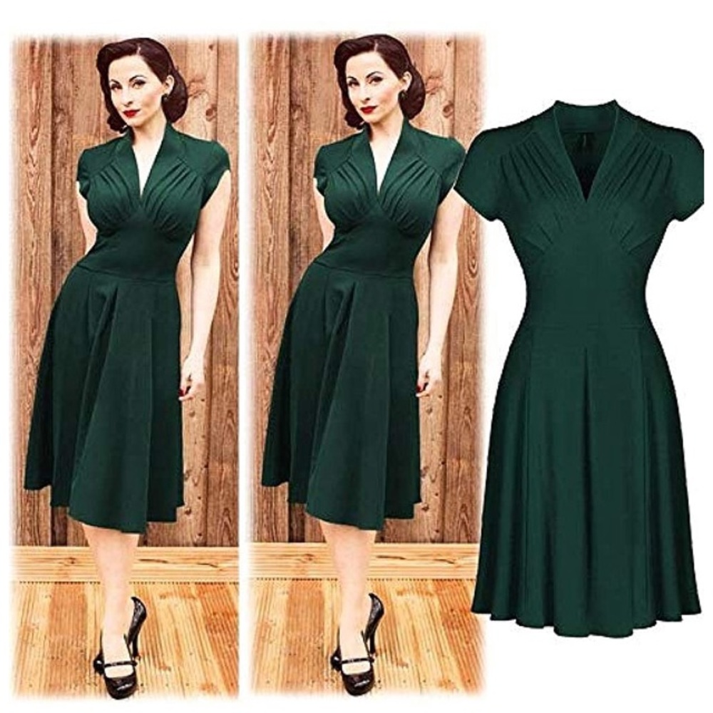 1940’s style hunter green dress!